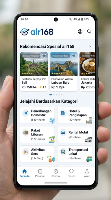 Tampilan katalog aplikasi air168