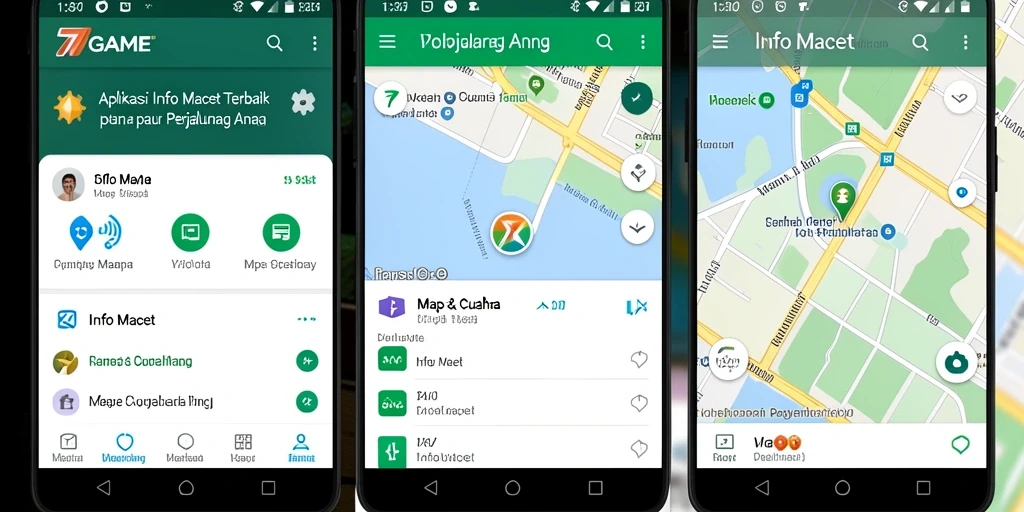 Antarmuka aplikasi 7GAME dengan informasi lalu lintas terkini.