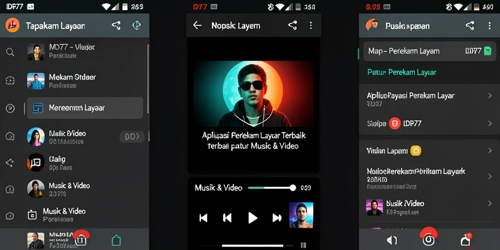 Antarmuka aplikasi IDR77 untuk perekaman layar yang user-friendly.