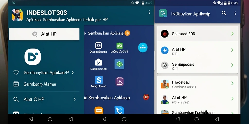 Tampilan antarmuka aplikasi INDESLOT303 untuk menyembunyikan aplikasi.