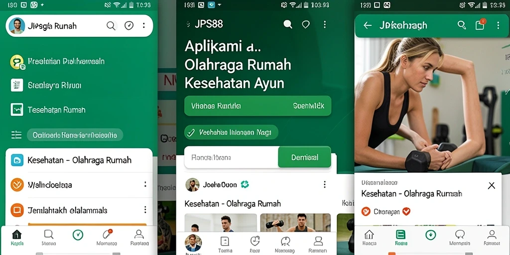 Antarmuka JPS88 dengan panduan latihan olahraga rumah yang interaktif.